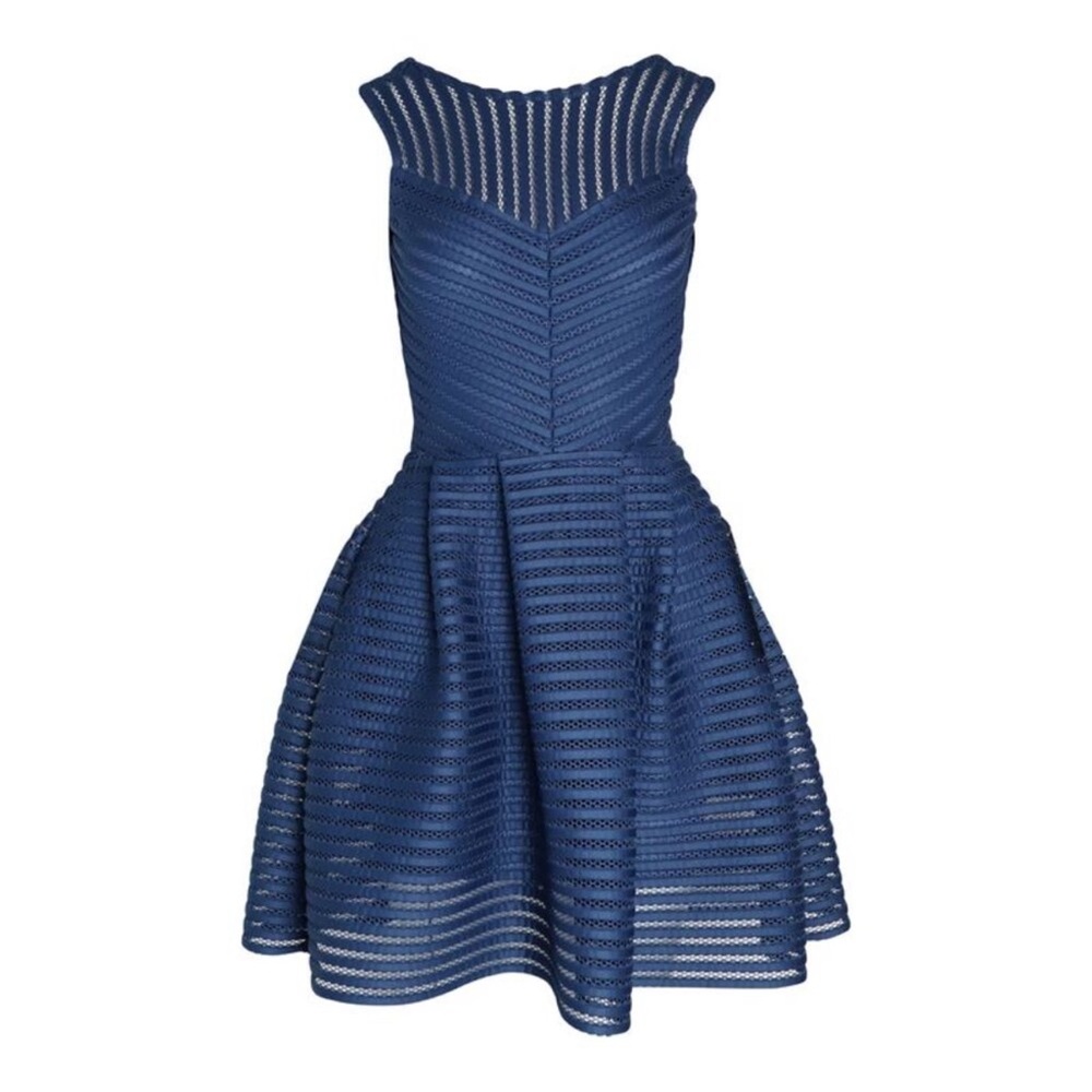 Maje Sleeveless Renazzo Mini Dress in Blue Skater Fit and Flare